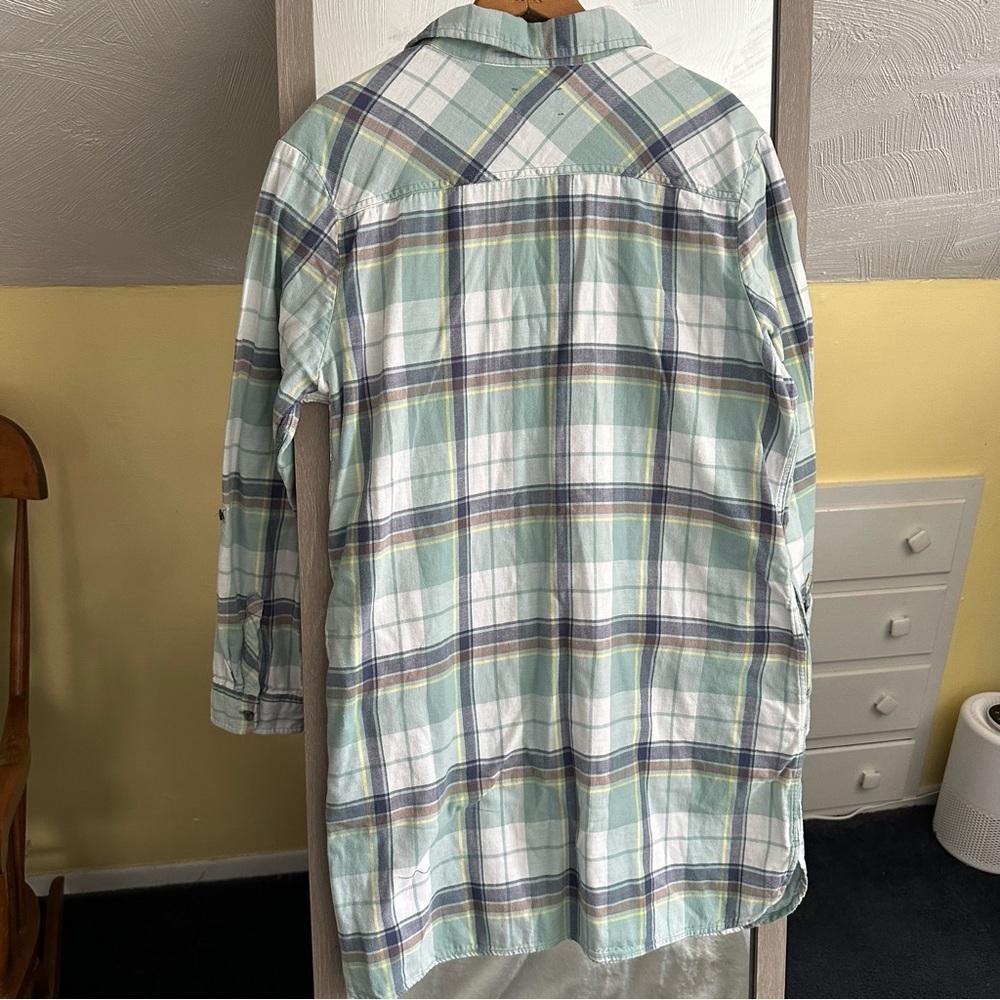 Pendleton Popover Shirt Dress Womens Light Blue Plaid Cotton 3/4 Sleeves L Tunic - Picture 8 of 11